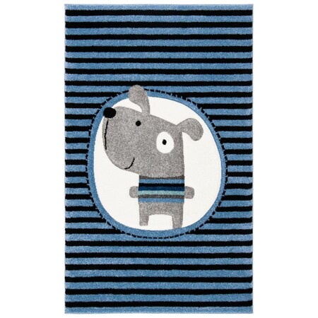 Safavieh 3 ft. 3 in. x 5 ft. 3 in. Carousel Kids Rectangle Power Loomed Area Rug Navy & Ivory CRK126N-3